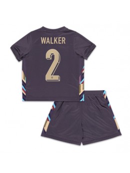 Billige England Kyle Walker #2 Bortedraktsett Barn EM 2024 Kortermet (+ Korte bukser)